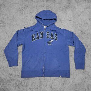 47 Vintage KU Blue Full Zip Hoodie, Mens Size M
